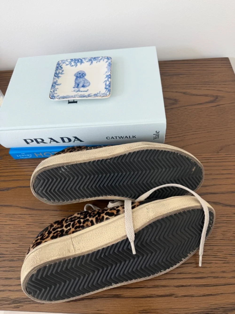 GOLDEN GOOSE 37 Soul Star Leopard-Print Pony Skin Sneakers EXCELLENT Condition